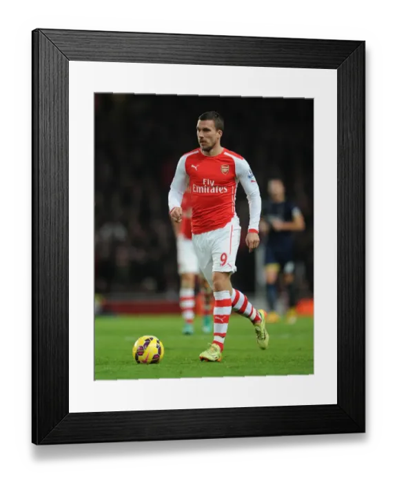 Framed Print : Lukas Podolski in Action: Arsenal vs Southampton, Premier League 2014-15