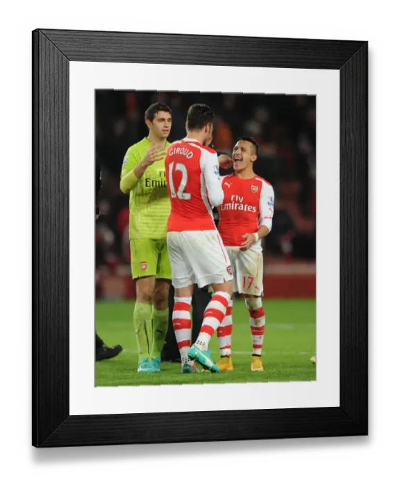 Framed Print : Arsenal Triumph: Giroud, Sanchez Celebrate Victory Over Southampton