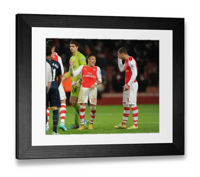 Framed Print : Arsenal Duo: Lukas Podolski and Alexis Sanchez Celebrate after Arsenal's Victory over Southampton (2014-15) Framed Print : Arsenal Duo: Lukas Podolski and Alexis Sanchez Celebrate after Arsenal's Victory over Southampton (2014-15)