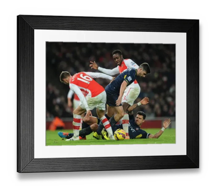 Framed Print : Arsenal vs. Southampton: Intense Battle Between Ramsey, Welbeck, Long, and Fonte (2014-15) Framed Print : Arsenal vs. Southampton: Intense Battle Between Ramsey, Welbeck, Long, and Fonte (2014-15)