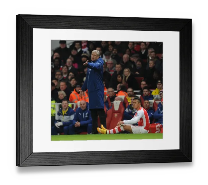 Framed Print : Arsene Wenger and Alexis Sanchez: Arsenal's Dynamic Duo in Action against Southampton (2014-15)