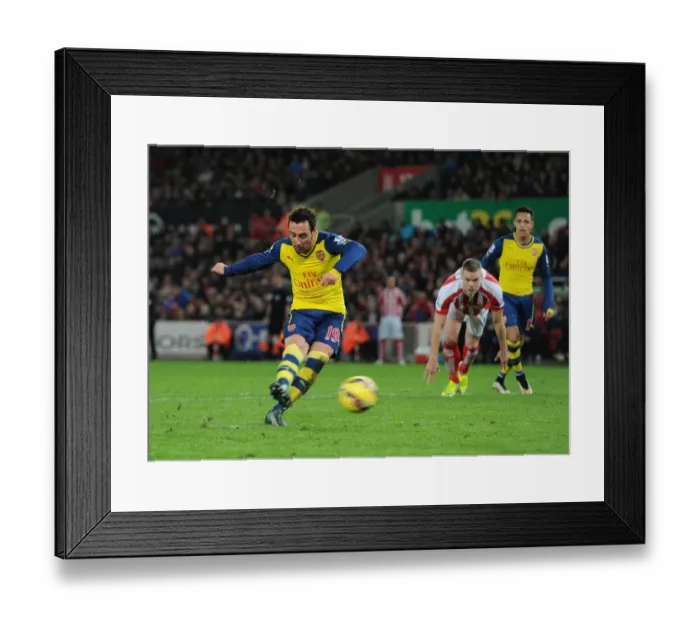Framed Print : Santi Cazorla Scores Penalty: Arsenal's First Goal vs Stoke City (2014-15)