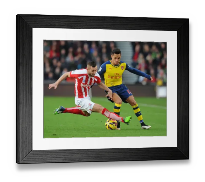 Framed Print : Clash of Forces: Sanchez vs. Bardsley - Stoke City vs. Arsenal, Premier League, 2014
