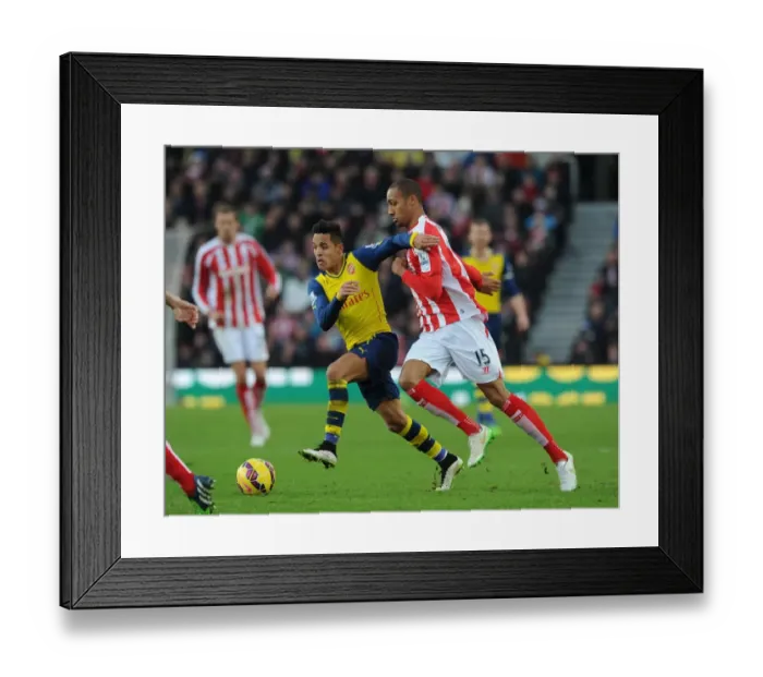 Framed Print : Clash of Forces: Sanchez vs Nzonzi - Arsenal's Intense Battle at Britannia Stadium Framed Print : Clash of Forces: Sanchez vs Nzonzi - Arsenal's Intense Battle at Britannia Stadium