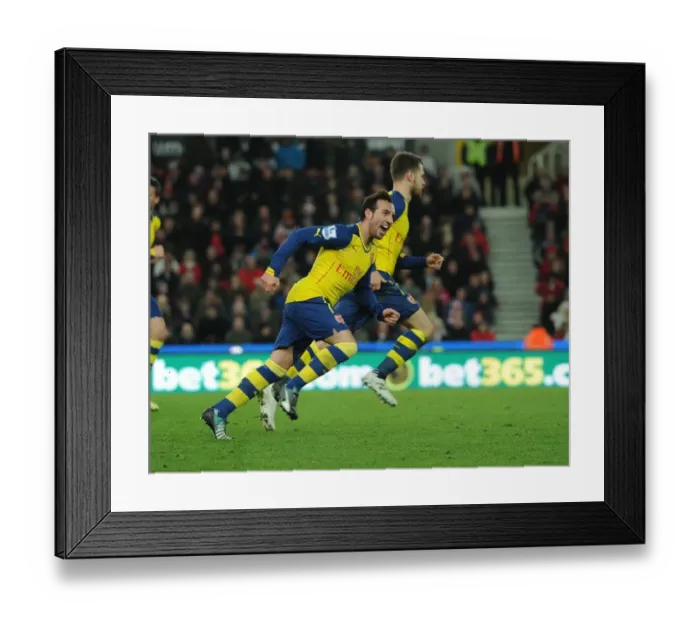 Framed Print : Santi Cazorla and Aaron Ramsey Celebrate Arsenal's Goal Against Stoke City (2014-15)