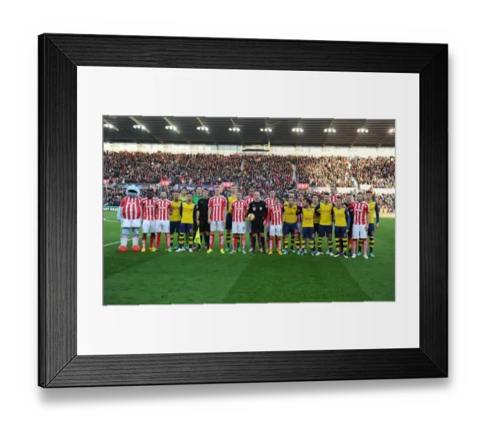 Framed Print : Stoke City vs. Arsenal: Premier League Showdown - Arsenal Team vs. Stoke Team (2014-15)