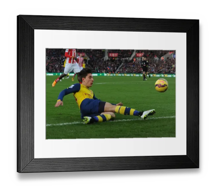 Framed Print : Hector Bellerin in Action: Arsenal vs Stoke City, Premier League 2014-15