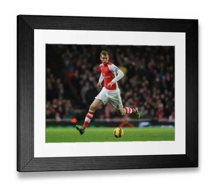Framed Print : Per Mertesacker in Action: Arsenal vs Southampton, Premier League 2014-15
