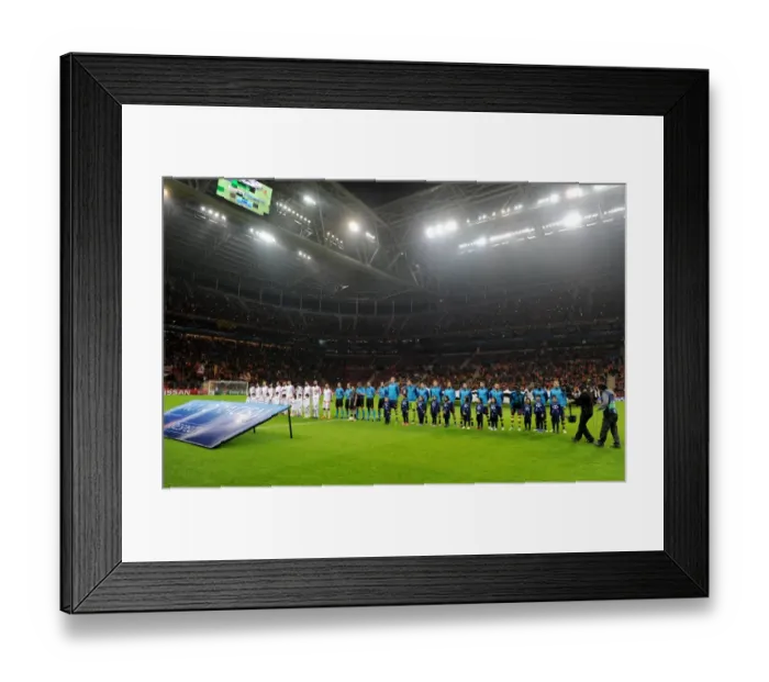 Framed Print : Arsenal and Galatasaray team line up before the match. Galatasaray 1: 4 Arsenal. UEFA Framed Print : Arsenal and Galatasaray team line up before the match. Galatasaray 1: 4 Arsenal. UEFA