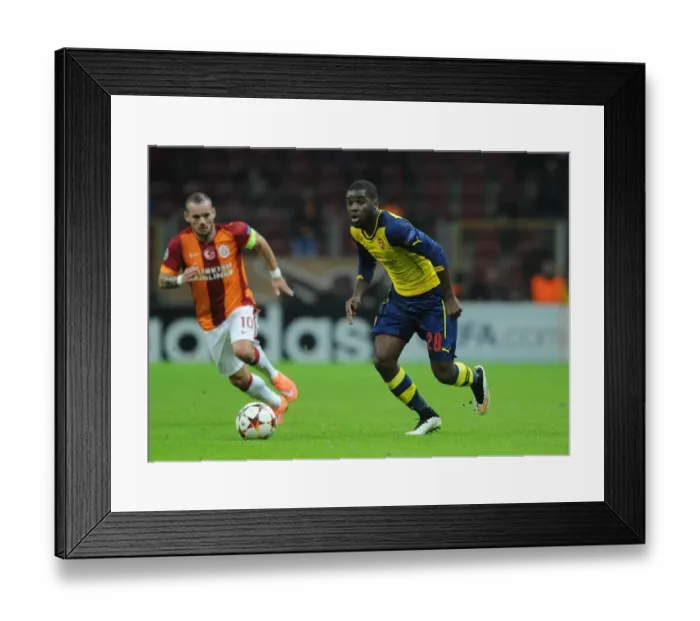 Framed Print : Joel Campbell in Action: Arsenal vs. Galatasaray, UEFA Champions League, Istanbul, 2014