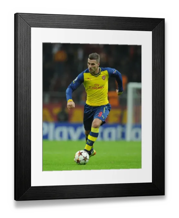 Framed Print : Lukas Podolski in Action: Galatasaray vs. Arsenal, UEFA Champions League, Istanbul, 2014