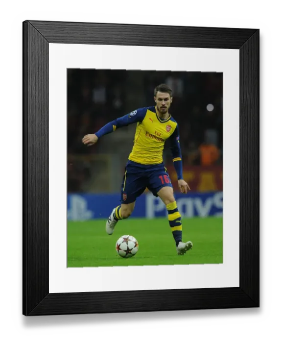 Framed Print : Aaron Ramsey in Action: Arsenal vs. Galatasaray, UEFA Champions League, Istanbul, 2014