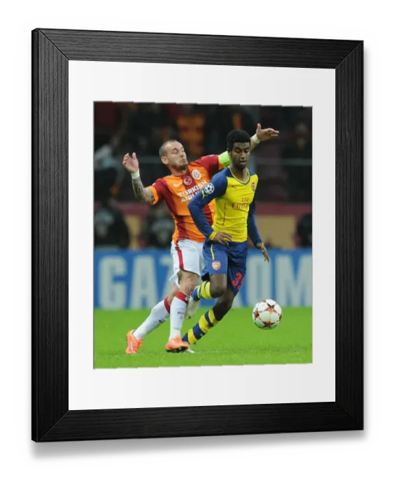 Framed Print : Gedion Zelalem Outmaneuvers Wesley Sneijder: Galatasaray vs. Arsenal, UEFA Champions League, Istanbul, 2014 Framed Print : Gedion Zelalem Outmaneuvers Wesley Sneijder: Galatasaray vs. Arsenal, UEFA Champions League, Istanbul, 2014