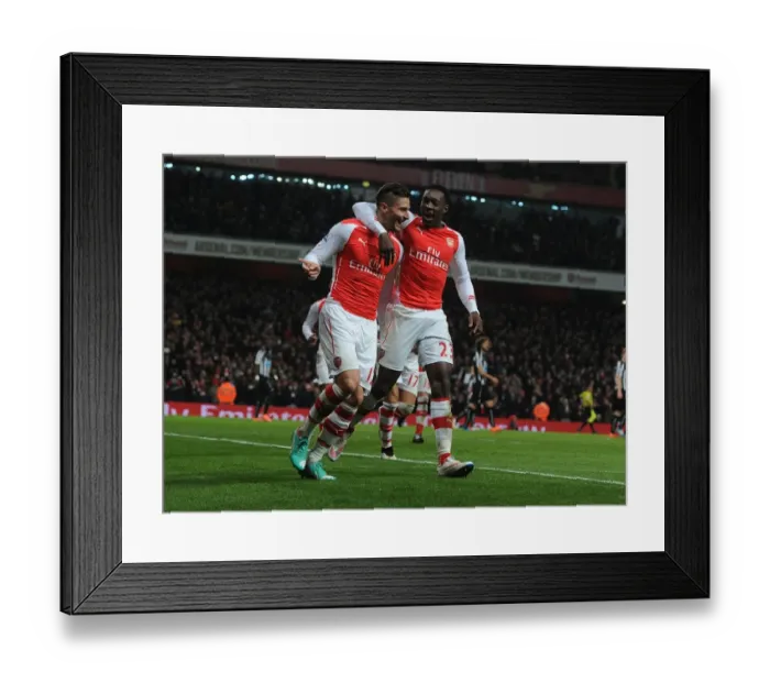 Framed Print : Arsenal's Giroud and Welbeck Celebrate Goals Against Newcastle United (2014 / 15) Framed Print : Arsenal's Giroud and Welbeck Celebrate Goals Against Newcastle United (2014 / 15)