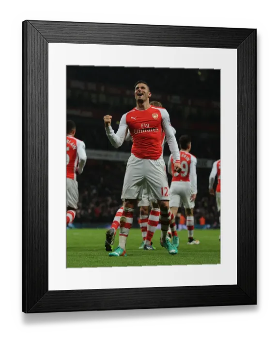 Framed Print : Olivier Giroud's Triumphant Goal Celebration vs. Newcastle United (2014 / 15 Premier League)