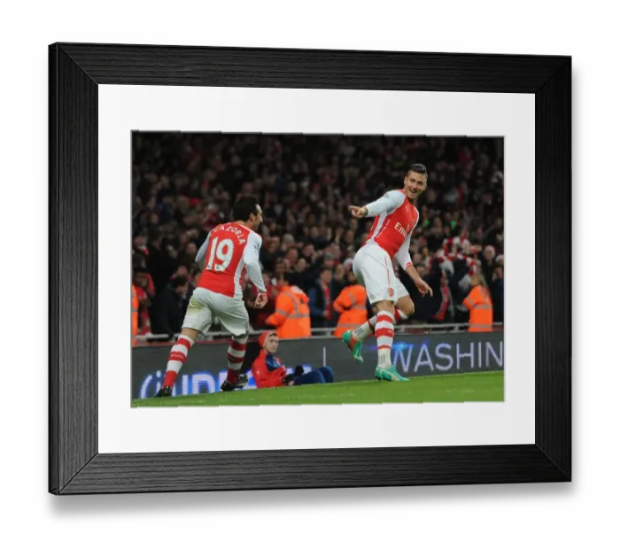 Framed Print : Arsenal's Olivier Giroud and Santi Cazorla Celebrate First Goal vs. Newcastle United (2014 / 15)