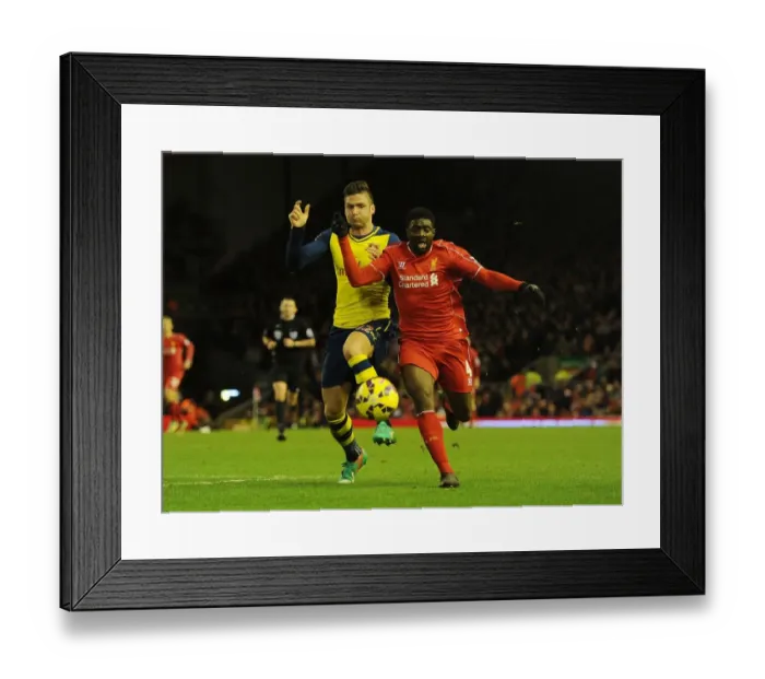 Framed Print : Clash of the Reds: Giroud vs. Toure - A Battle of Arsenal and Liverpool Rivals