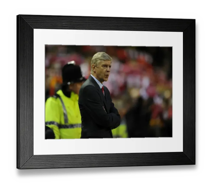 Framed Print : Arsene Wenger at Anfield: Liverpool vs. Arsenal, Premier League Showdown (2014 / 15)
