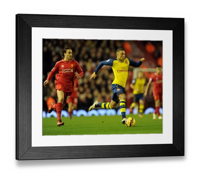 Framed Print : Oxlade-Chamberlain Breaks Past Markovic: Intense Moment from the Liverpool vs. Arsenal Premier League Clash (2014 / 15) Framed Print : Oxlade-Chamberlain Breaks Past Markovic: Intense Moment from the Liverpool vs. Arsenal Premier League Clash (2014 / 15)