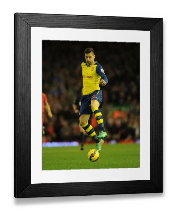 Framed Print : Giroud Faces Liverpool: Arsenal vs. Liverpool, Premier League 2014 / 15