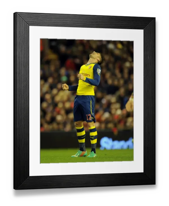 Framed Print : Giroud at Anfield: Liverpool vs. Arsenal, Premier League 2014 / 15