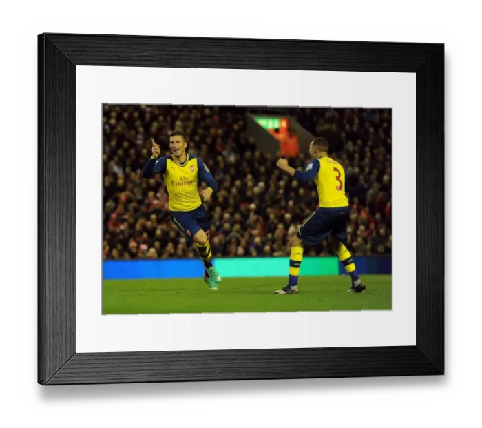 Framed Print : Giroud's Brace: Dramatic Arsenal Comeback at Anfield (Liverpool vs. Arsenal, Premier League 2014 / 15)