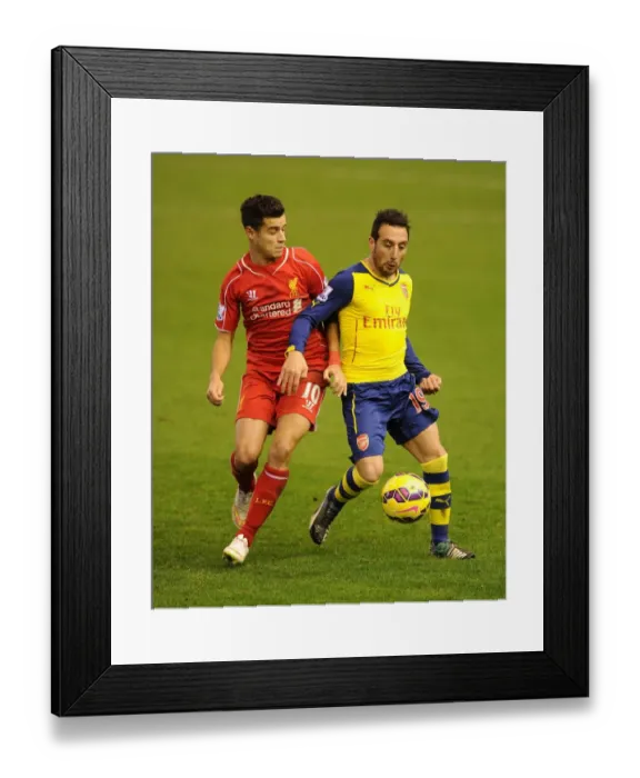 Framed Print : Clash of Talents: Cazorla vs. Coutinho - Liverpool vs. Arsenal, Premier League, 2014