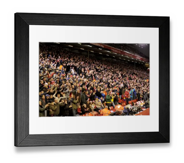 Framed Print : Arsenal Fans Brave the Cold at Anfield during Liverpool Match, 2014 / 15 Premier League Framed Print : Arsenal Fans Brave the Cold at Anfield during Liverpool Match, 2014 / 15 Premier League