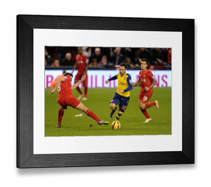 Framed Print : Clash of Stars: Cazorla vs. Coutinho & Gerrard - Liverpool vs. Arsenal, 2014 / 15