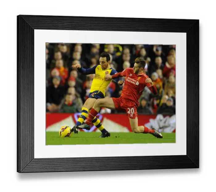 Framed Print : Clash of Midfield Titans: Cazorla vs Lallana - Liverpool vs Arsenal, Premier League 2014 / 15