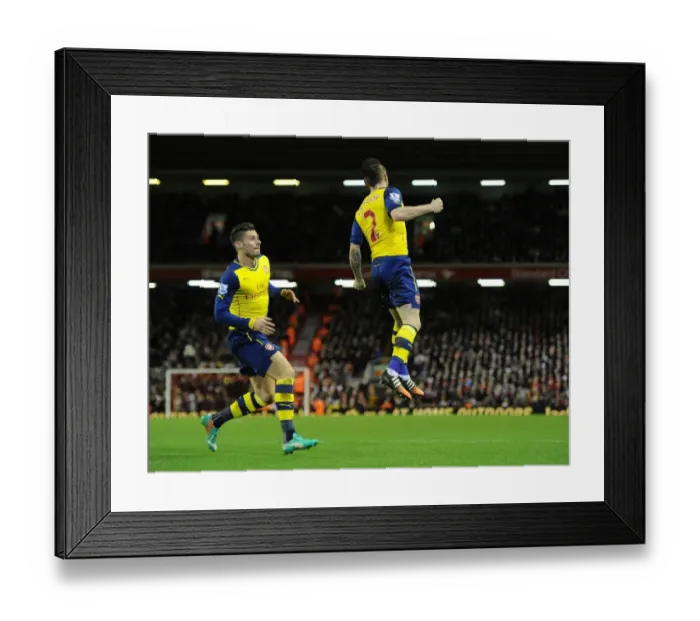 Framed Print : Debuchy's Stunner: Arsenal's Winning Goal at Anfield, Premier League 2014 / 15