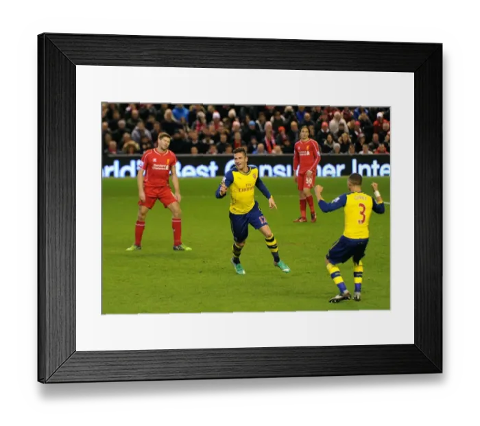 Framed Print : Olivier Giroud Scores Arsenal's Second Goal: Liverpool vs Arsenal, Premier League 2014 / 15 Framed Print : Olivier Giroud Scores Arsenal's Second Goal: Liverpool vs Arsenal, Premier League 2014 / 15