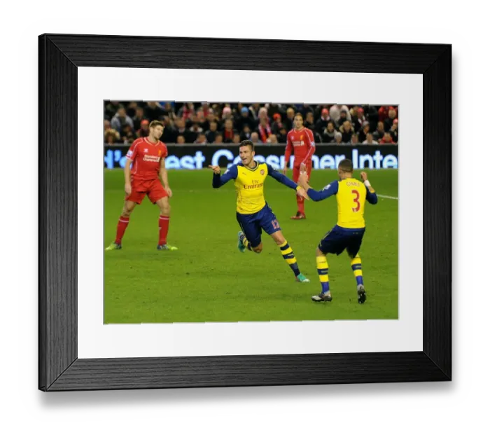 Framed Print : Olivier Giroud's Brace: Liverpool vs. Arsenal, Premier League 2014 / 15 Framed Print : Olivier Giroud's Brace: Liverpool vs. Arsenal, Premier League 2014 / 15
