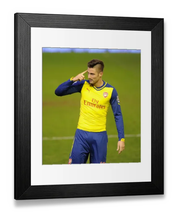 Framed Print : Olivier Giroud Scores the Decisive Goal: Arsenal's Victory over Liverpool, Premier League 2014 / 15