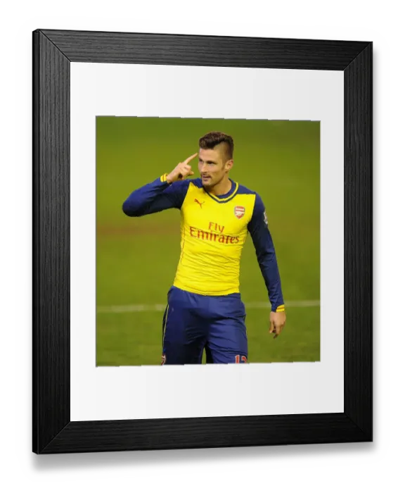 Framed Print : Olivier Giroud's Brace: Arsenal's Second Goal vs Liverpool (2014 / 15)