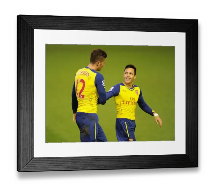Framed Print : Giroud and Sanchez Celebrate Arsenal's Winning Goals Against Liverpool (2014 / 15) Framed Print : Giroud and Sanchez Celebrate Arsenal's Winning Goals Against Liverpool (2014 / 15)