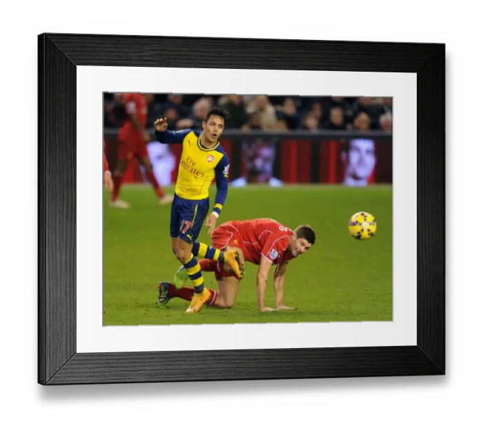 Framed Print : Clash of Titans: Sanchez vs. Gerrard - Liverpool vs. Arsenal, Premier League, 2014 Framed Print : Clash of Titans: Sanchez vs. Gerrard - Liverpool vs. Arsenal, Premier League, 2014
