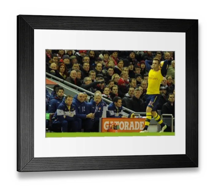 Framed Print : Arsene Wenger and His Team: Arsenal's Management Duo at Anfield (Liverpool v Arsenal 2014 / 15)