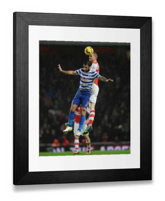 Framed Print : Per Mertesacker vs. Charlie Austin: Heading for Victory - Arsenal vs. Queens Park Rangers, Premier League, 2014 Framed Print : Per Mertesacker vs. Charlie Austin: Heading for Victory - Arsenal vs. Queens Park Rangers, Premier League, 2014
