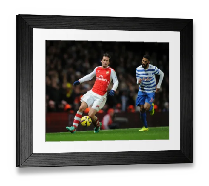 Framed Print : Arsenal's Rosicky Clashes with QPR's Traore in Premier League Showdown