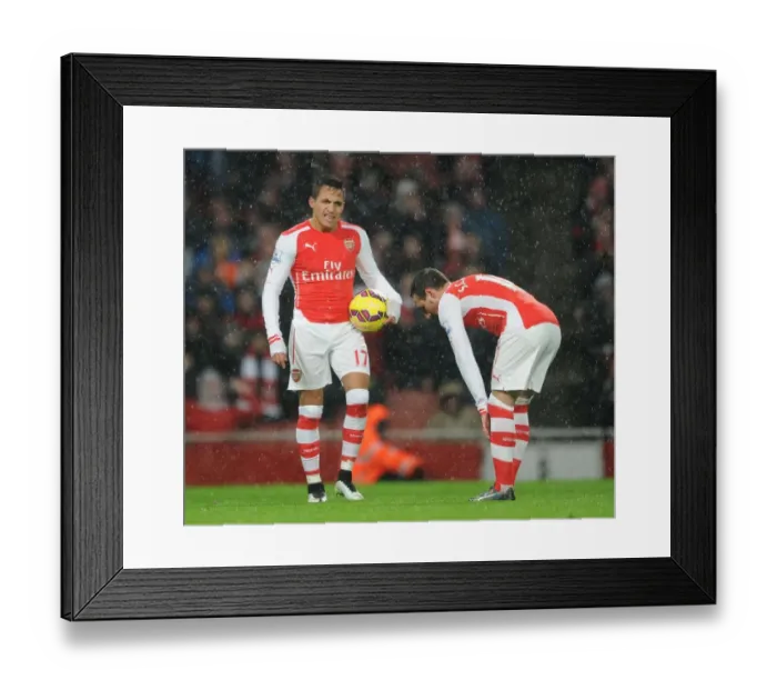 Framed Print : Arsenal: Sanchez Asks Cazorla for Penalty Duty vs. Queens Park Rangers (2014-15)