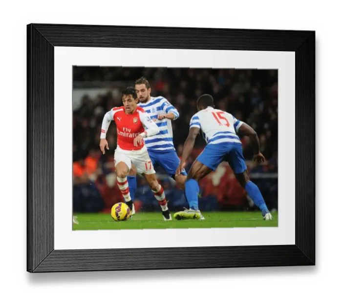 Framed Print : Arsenal's Alexis Sanchez Faces Off Against QPR's Nedum Onuoha and Niko Kranjcar Framed Print : Arsenal's Alexis Sanchez Faces Off Against QPR's Nedum Onuoha and Niko Kranjcar