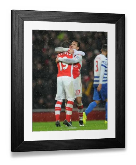 Framed Print : Celebrating Glory: Sanchez and Cazorla's First Goal Connection (Arsenal vs. Queens Park Rangers, 2014-15)