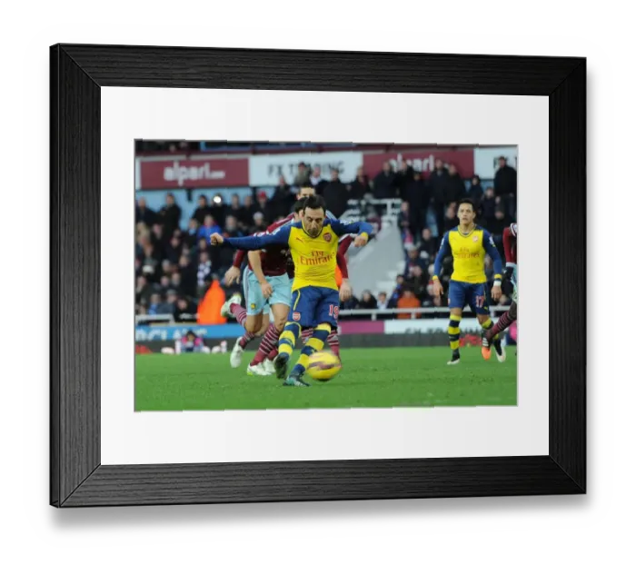 Framed Print : Santi Cazorla Scores Penalty: West Ham United vs. Arsenal, Premier League 2014-15