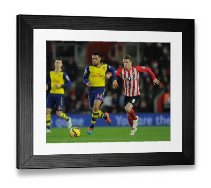 Framed Print : Coquelin vs. Davis: Clash of Midfield Titans - Southampton v Arsenal, Premier League 2014-15