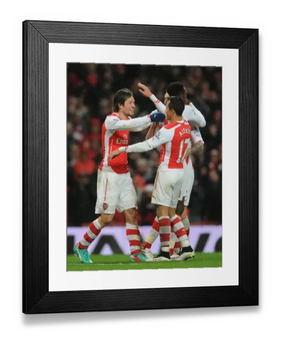 Framed Print : Arsenal's Rosicky and Sanchez Celebrate Goal Against Queens Park Rangers (2014-15)
