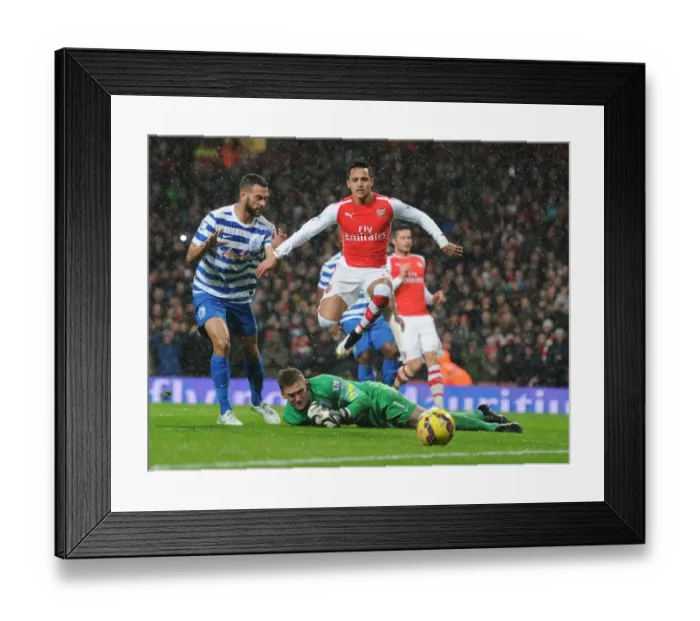 Framed Print : Leaping Past the Keeper: Sanchez vs. Green (Arsenal v QPR, 2014-15) Framed Print : Leaping Past the Keeper: Sanchez vs. Green (Arsenal v QPR, 2014-15)