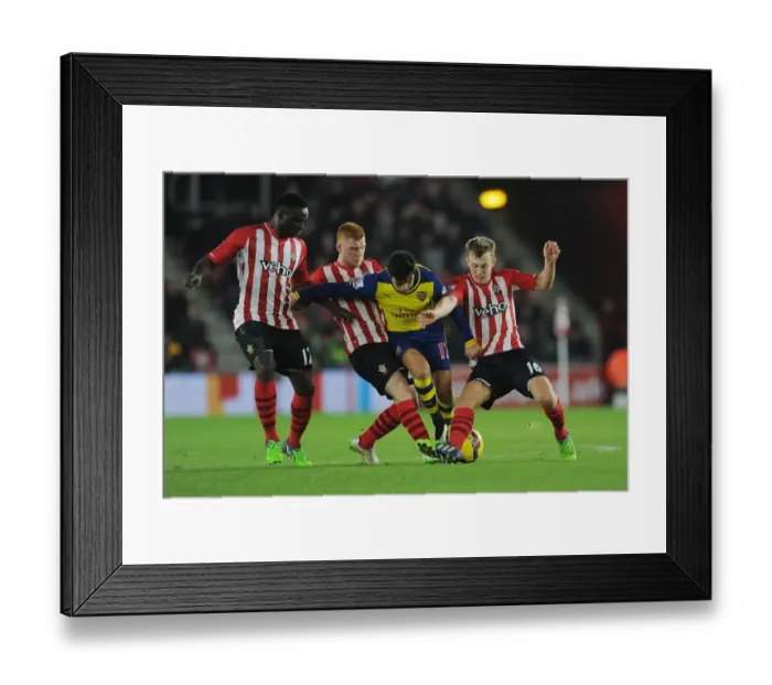 Framed Print : Sanchez vs. Southampton Trio: A Intense Battle at St. Mary's