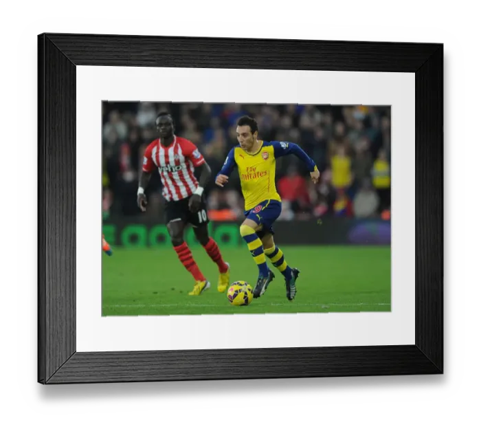 Framed Print : Santi Cazorla Outmaneuvers Sadio Mane: A Premier League Battle at Southampton, 2014-15 Framed Print : Santi Cazorla Outmaneuvers Sadio Mane: A Premier League Battle at Southampton, 2014-15