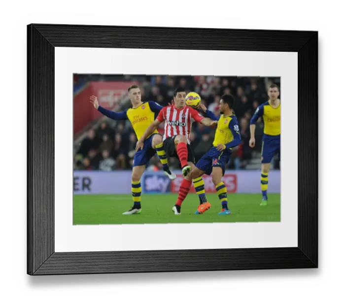 Framed Print : Clash at St. Mary's: Arsenal's Chambers and Coquelin Battle Pelle of Southampton (2014-15)